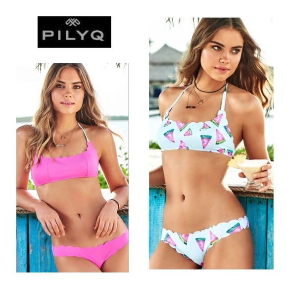 PILYQ Fresca reversible wave teeny bikini set. M/L. NWT - Picture 1 of 7
